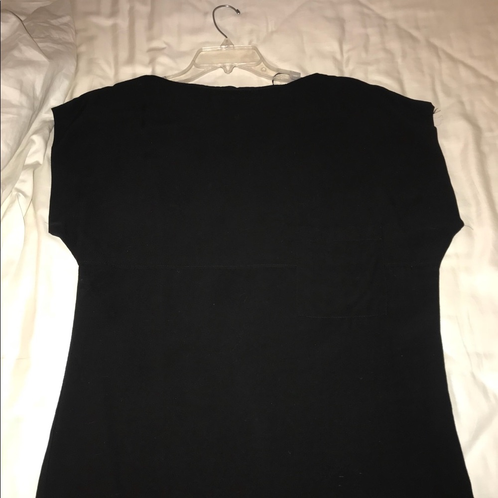 Zara short sleeve back button black blouse sz S